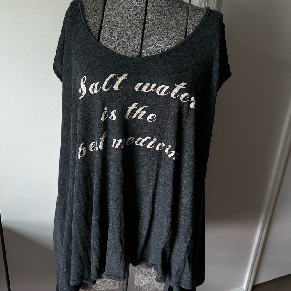 Wildfox Swim beach cover up Size M “saltwater is the best medicine” gray grey